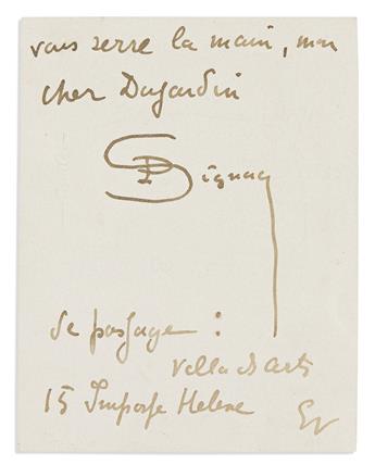 SIGNAC, PAUL. Group of 4 Autograph Letters Signed, in full or P. Signac, to My dear friend or Sir or Dear Madam or Dear Sir,